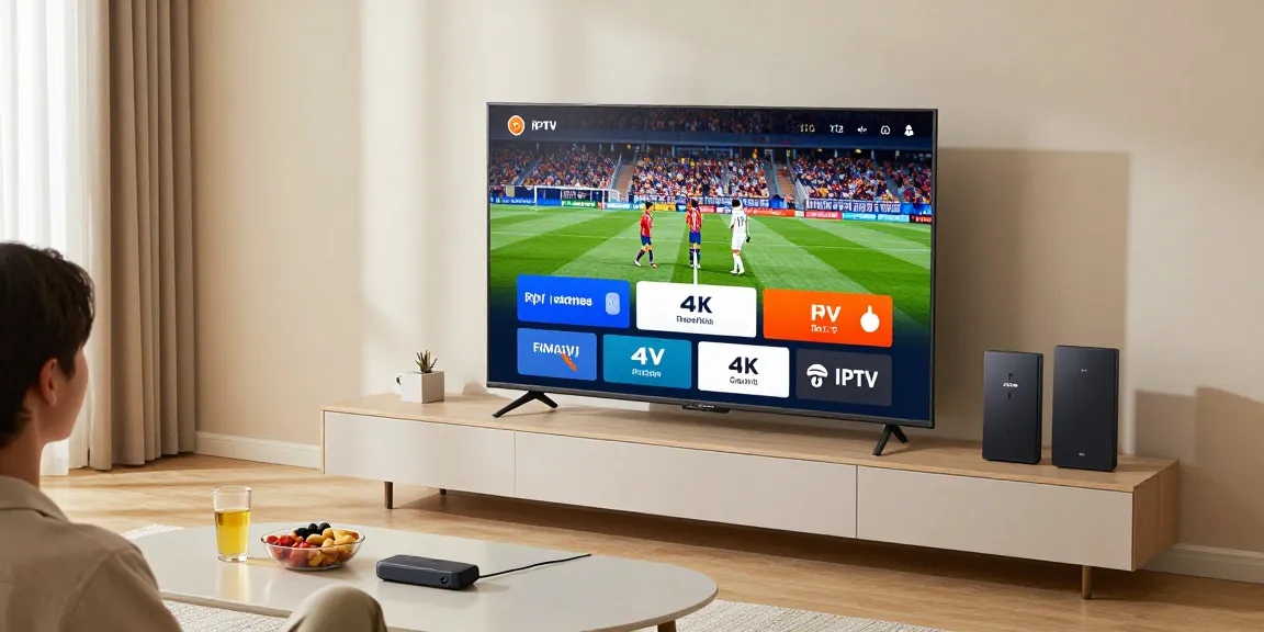 Enjoying an abbonamento iptv on a smart TV in a cozy living room.