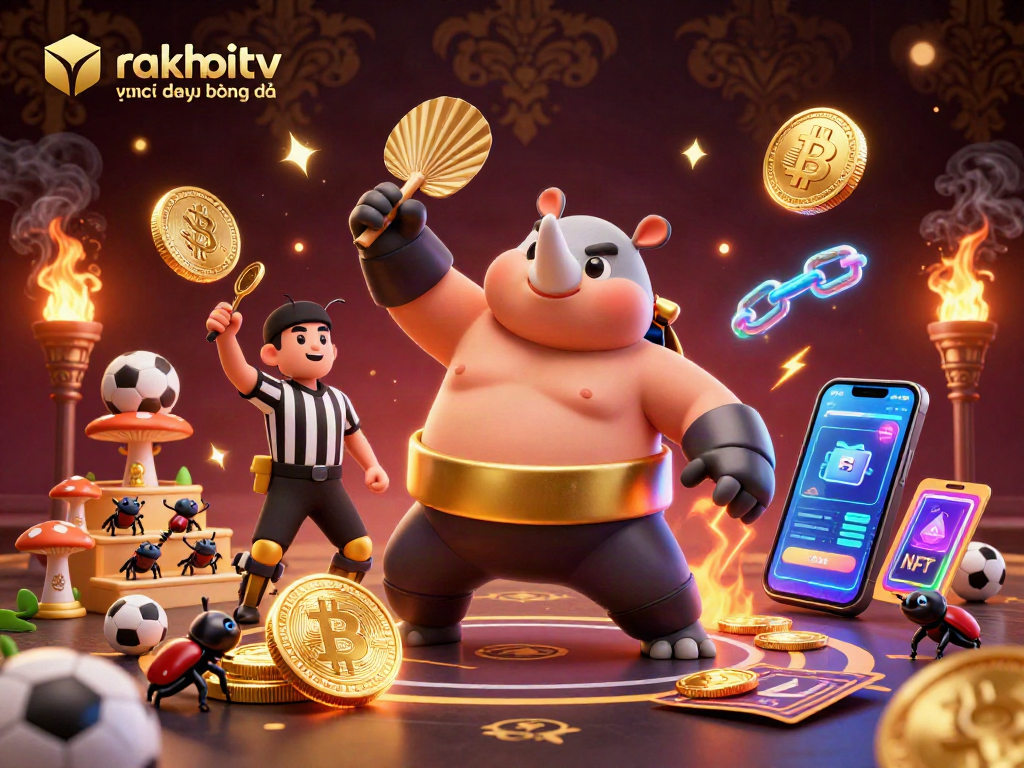 Experience rakhoitv trực tiếp bóng đá with dynamic sports betting elements in an engaging 3D illustration.