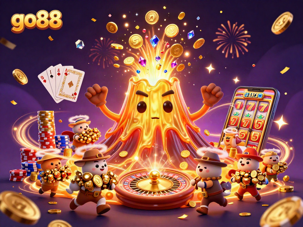 Experience the thrilling excitement of go88 with a vibrant eruption of treasures from a golden volcano!